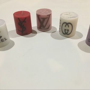Designer candles. Red white pink and purple